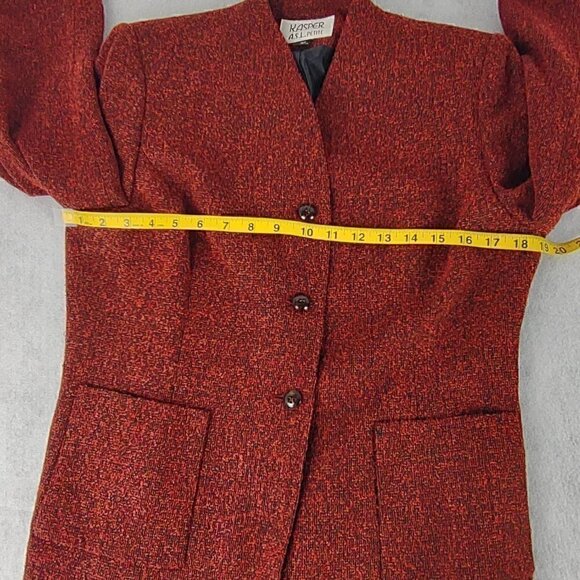 Kasper A.S.L. Red, Orange, Black, Petite Women's Skirt And Blazer Size 8P - Picture 13 of 16